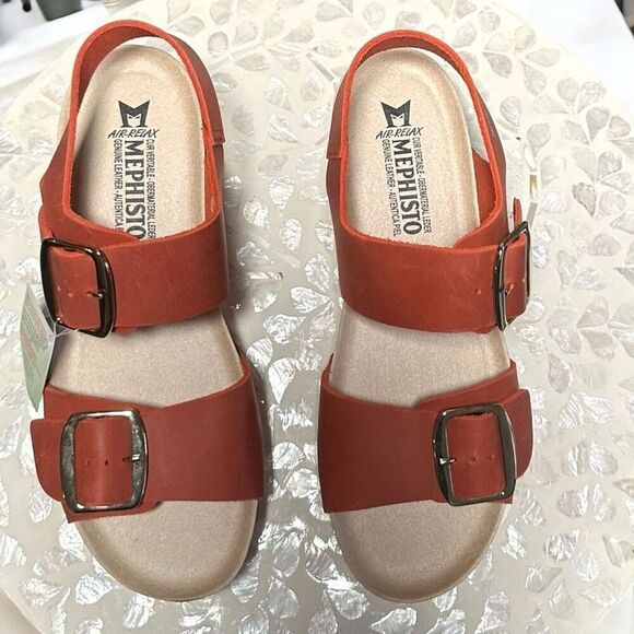 Mephisto Full- Grain Leather Violett Wedge Heel Sandal - Picture 6 of 15